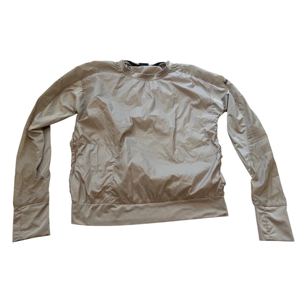 Nike Running Division Women's Taupe Long Sleeve Shirt Top Small
